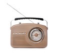 Beige retro radio receiver isolated on white Royalty Free Stock Photo