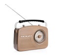 Beige retro radio receiver isolated on white Royalty Free Stock Photo