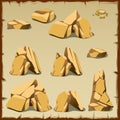 Beige rock of different shapes, 10 icons