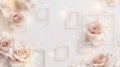 Soft Pastel Roses Floral Background with Geometric Frames and Sparkles - Elegant Design Royalty Free Stock Photo