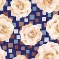 Beige roses seamless pattern square background Royalty Free Stock Photo