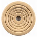 Beige Round Concentric Wood Object with Central Hole on White Background Royalty Free Stock Photo