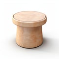 Beige Round End Table - Igbo Ibo Art Style - 3d Render