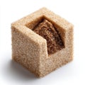 Beige Sand Cube with Brown Sand Interior Miniature Mountain Royalty Free Stock Photo