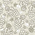 Beige Seamless Patterns with grapes on grunge background. Ideal for printing onto fabric and paper or scrap booking, vector