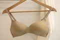 Beige seamless smooth underwire push up bra. Royalty Free Stock Photo