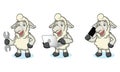 Beige Sheep Mascot with phone