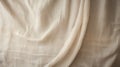 Beige Silk Fabric With Beautiful Gauzy Landscape Pattern