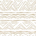 Beige simple Seamless repeat pattern with random rough, twisted part of triangles or broken line shapes on white background Royalty Free Stock Photo