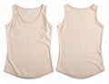 Beige Sleeveless Tank Top Front and Back View on White Background Isolated Royalty Free Stock Photo