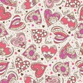 Beige square background with pink decorative valentine hearts