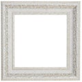 Beige, square frame with a gold ornament. Isolated item