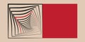 Bauhaus design, red and black curves on beige background