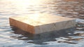 Beige Stone Cube Floating on Calm Water at Sunset Royalty Free Stock Photo