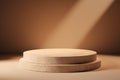 Beige Stone Podium Pedestal, Minimal 3D Product Display Stand