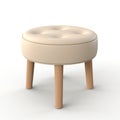 Beige Ottoman Stool 3d Render On White Background Royalty Free Stock Photo
