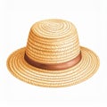 Beige Straw Boater Hat with Brown Ribbon Royalty Free Stock Photo