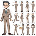 Beige suit short hair man in hand painted