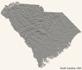 Beige topographic map of South Carolina, USA