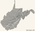 Beige topographic map of West Virginia, USA