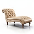 Beige Tufted Chaise Lounge 3d Render On White Background