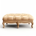 Beige Tufted Ottoman: Golden Light, Rococo Elegance, Realistic Detail