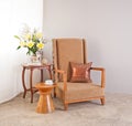 Beige upholstered chair