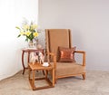 Beige upholstered chair