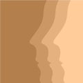 Beige vector background with human face profiles Royalty Free Stock Photo