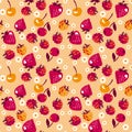 Beige vector illustration of berries pattern.