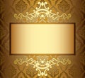 Beige vintage card with golden frame