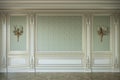 Beige wall panels in classical style with gilding. 3d rendering