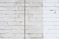 Beige and white brick wall with black line detail texture background. Old, painted, weathered and cracked bricks with concrete Royalty Free Stock Photo