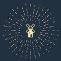 Beige Windmill icon isolated on blue background. Abstract circle random dots. Vector Royalty Free Stock Photo