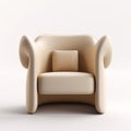 Whimsical Minimalism: 3d Image Of White Sofa Chair With Smooth Curves And Rich Color Contrasts