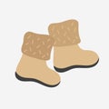 Beige winter boots with faux fur, ugg boots, felt boots, boots with wool. Winter and autumn shoes. Cozy shoes. Vector Royalty Free Stock Photo