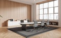 Beige and wooden meeting room corner Royalty Free Stock Photo