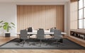 Beige and wooden meeting room interior Royalty Free Stock Photo