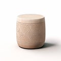 Beige Wooden Stool: Realistic 3d Render With Oriental Minimalism
