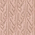 Beige Woolen Thread. Abstract Knit Pattern.