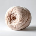 Beige Yarn Ball on White Background in Studio Lighting Close Up Shot Royalty Free Stock Photo