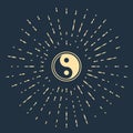 Beige Yin Yang symbol of harmony and balance icon isolated on blue background. Abstract circle random dots. Vector