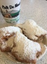 Beignets at Cafe du Monde, New Orleans Royalty Free Stock Photo