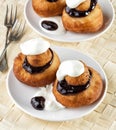 Beignets with chocolate and cream