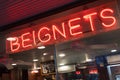 Beignets Neon Sign in New Orleans, Louisiana Bakery Royalty Free Stock Photo