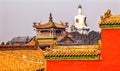 Beihai Stupa Yellow Roofs Gugong Forbidden City Palace Beijing China