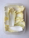 Beijing cabbage in a plastic tray.