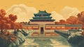 Beijing China - amazing illustration of famous landmarks - made with Generative AI tools