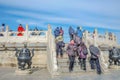 Unacquainted chinese people or touristin Walking in Temple of Heaven or Tiantan in Chinese Name in beijing city,China travel