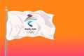 Beijing, China, February 2022, XXIV Winter Olympics Games flag with logotype, vector, editorial.